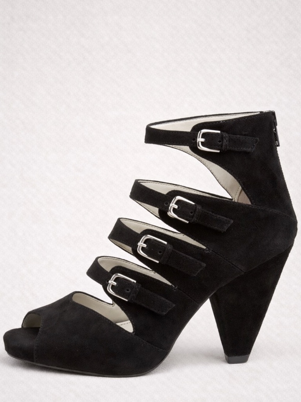 FRANCO SARTO STRAPPY SUEDE TOKYO BLACK PEEP TOE SANDAL SIZE 10